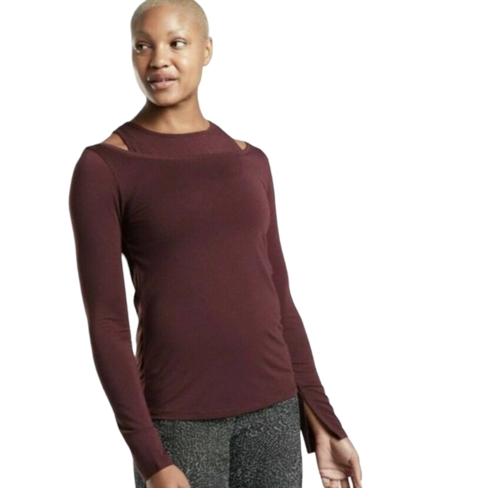 Athleta | Women's Burgundy Essence Groove Athletic Tank and Top (Size Medium)